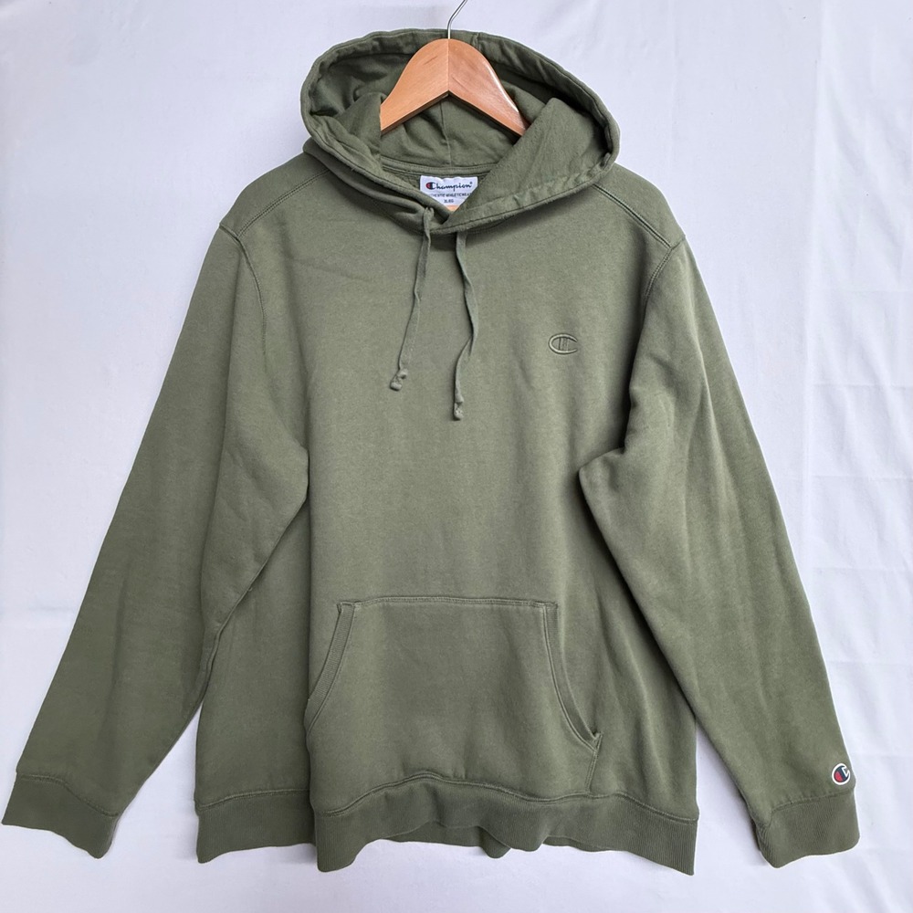 Champion Mens XL Green Pullover Hoodie Embroidered C Logo Fleece Sweatshirt